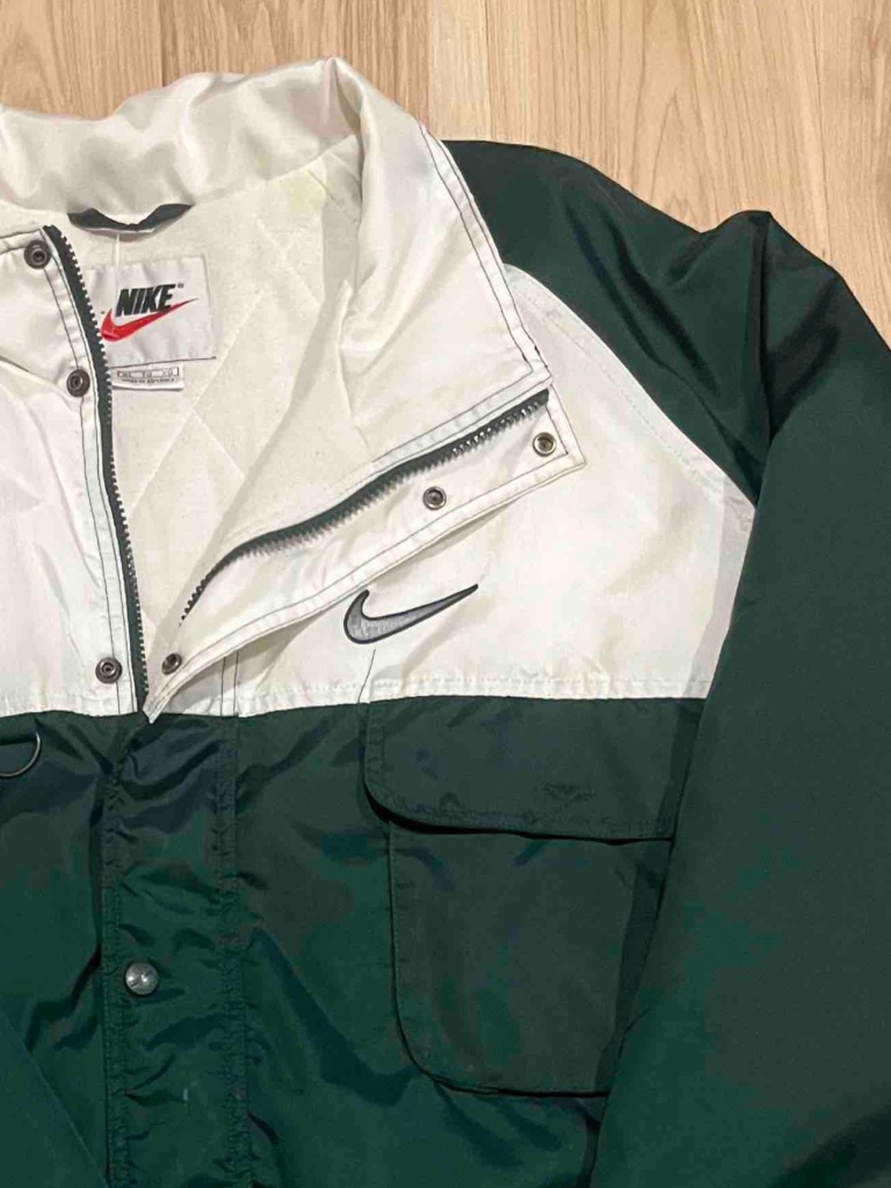 VTG 90s Nike Colorblock Dark Green & White Insulated Jacket